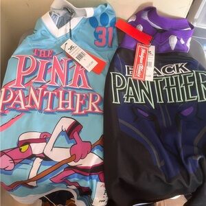 2 hockey jersey bundle sm pink / black panther movie promo b5 nwt
